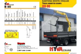 HYVA CRANE HB 80-E2 (3TON) YERLİ FİYATINA İTALYAN KATLANIR VİNÇ